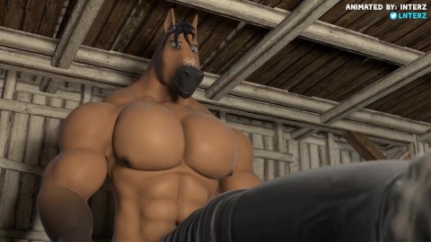 Animation de la croissance musculaire et de la bite du cheval