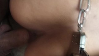 FUCKING THE YOUNG GIRL IN HANDCUFFS AND CUMMING ON HER
