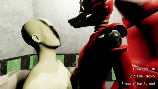 FOXY Fnaf：フェムボーイがトイレで私を捕まえた