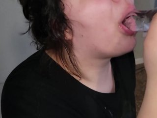 Testing how far I can go down my throat with new toy
