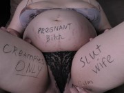 Preview 6 of Pregnant cheating wife gets a lot of body writings from cuckold husband before gangbang