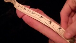 Measuring 7 inch cock, Jerk off and Cum