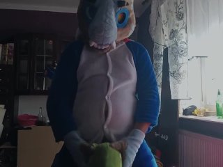 fursuit, solo male, anal, furry