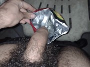 Preview 6 of Fill up on piss. hot urine hairy guy piss inside bagg piss vlog