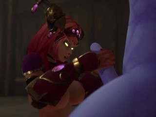 She gives him a Hand Job until he comes in her Mouth | Warcraft Porn Parody