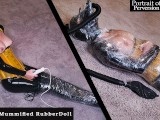 RubberDoll Gets Mummified & Made to Cum: A Latex Loving Girl Wrapped in Plastic Cums on a Magic Wand