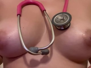 Big tittie nurse playing with her sensitive nipples