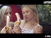 Preview 3 of A GIRL KNOWS - Lesbian Sex In The Car With Hot Euro Babes Lexi, Angel, Nataly And Florane