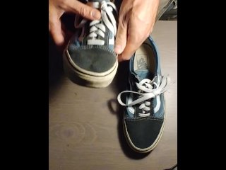 handjob, vertical video, cum on feet, sneaker worship