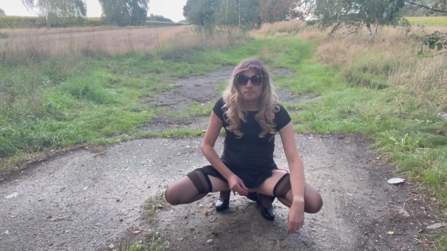 Public sissy anal sex and creampie
