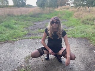 Public sissy anal sex and creampie