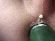 sissy bussy rides and cums from MASSIVE cucumber permanently addicted
