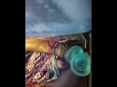 Sissy graduates to shemale by taking a giant dildo