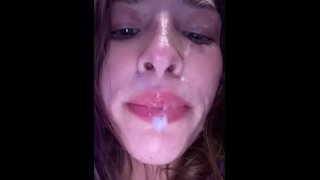 Spitting And Playing With A Creamy Pussy By A 19-Year-Old Slut