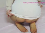 Preview 6 of Japanese wife pantyhose and thong with super dirty perverted masturbation waist with plump big Ass