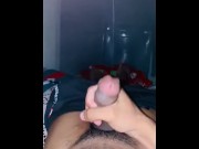 Preview 3 of Cumming in the dark uncut adian huge cock with hot long foreskin on the bed . Best thick Cumshot