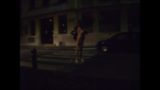 totally naked in the street and stairs