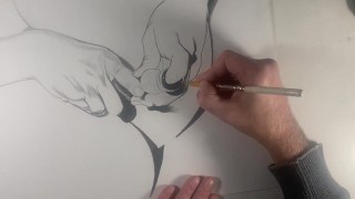 Potlood schets van de handen Full HD erotische porno