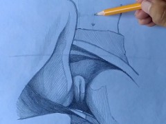 A Female Doing Upskirt on Public_Hand pencil drawing process