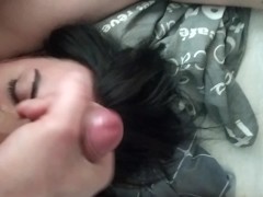 CUM IN HER MOUTH WITH CREAM!