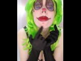 Naughty Jennifer Wears Clown Makeup & Pies Herself with Shaving Foam.