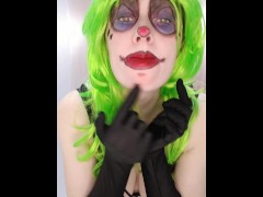 Naughty Jennifer Wears Clown Makeup & Pies Herself with Shaving Foam.