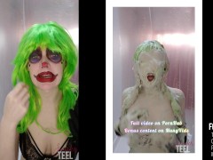 Teaser - Naughty Jennifer wears clown paint & pies herself with shaving foam