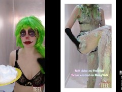 Teaser - Naughty Jennifer wears clown paint & pies herself with shaving foam