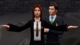 Ginny Weasley having sex with Tom Riddle in the secret chamber