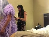 Dominatrix undressing sissy - behind the scenes sissy training