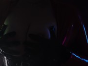 Preview 1 of sexual pin up fetish model slowly teasing in oily shiny sex costume - halloween video (Arya Grander)