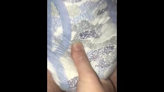 Wife  rubs my wet diaper to check me