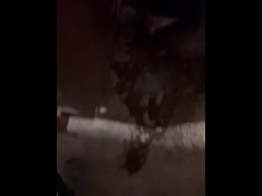 Peeing at work in homeowners basement