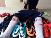 Preview 2 of Big cumshot over all my sneakers and cleats
