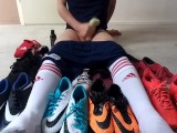 Big cumshot over all my sneakers and cleats
