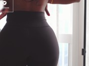 Preview 1 of Hot Ebony Squeezes Big Ass into Tight Leggings