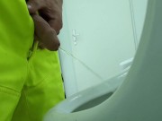 Preview 2 of construction worker pissing at work, close up