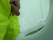 Preview 4 of construction worker pissing at work, close up