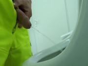 Preview 5 of construction worker pissing at work, close up