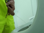Preview 6 of construction worker pissing at work, close up