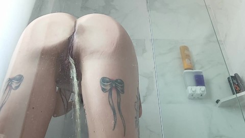 Pre Shower Piss * Squished Up Against the Glass