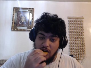 chicken, solo male, sfw, eating, chicken nugget