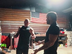 The Nosey Neighbor gets tied up, gags on cock and gets DOUBLE STUFFED in dungeon!