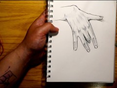 Masturbating girl, finger in a pussy drawing
