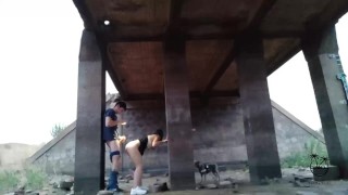 Girl gets fucked under the bridge by her boyfriend