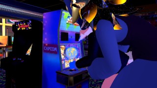 Female Nardoragon gets pounded in arcade by wicker