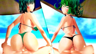 Tatsumaki And Fubuki From One Punch Man Ride Your Cock With Their Big Ass Until Creampie Animation