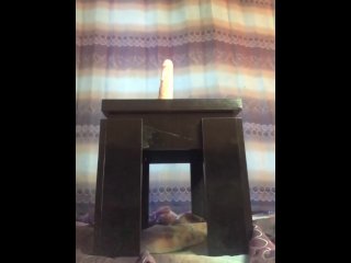 Ebony teen girl RIDES Dildo on Table and twerking on didlo