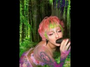 Preview 3 of Pretty fairy latina babe with pink mullet sucks on BBC in imaginary jungle