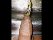 Preview 3 of Uncut asian black dick sink peeing with hot long foreskin pulled in a fetish way black cock lovers